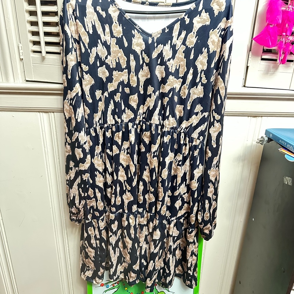 Black and Beige Patterned Dress